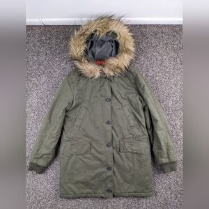 Abercrombie & Fitch Jacket Parka Quilted Faux Fur Wool Hood Lined Womens Medium
